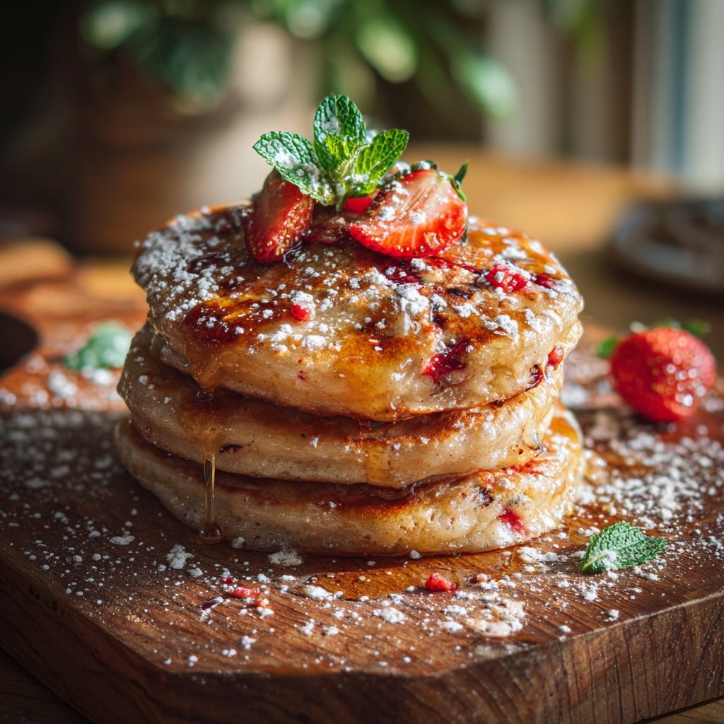 Whole Wheat Strawberry Pancakes