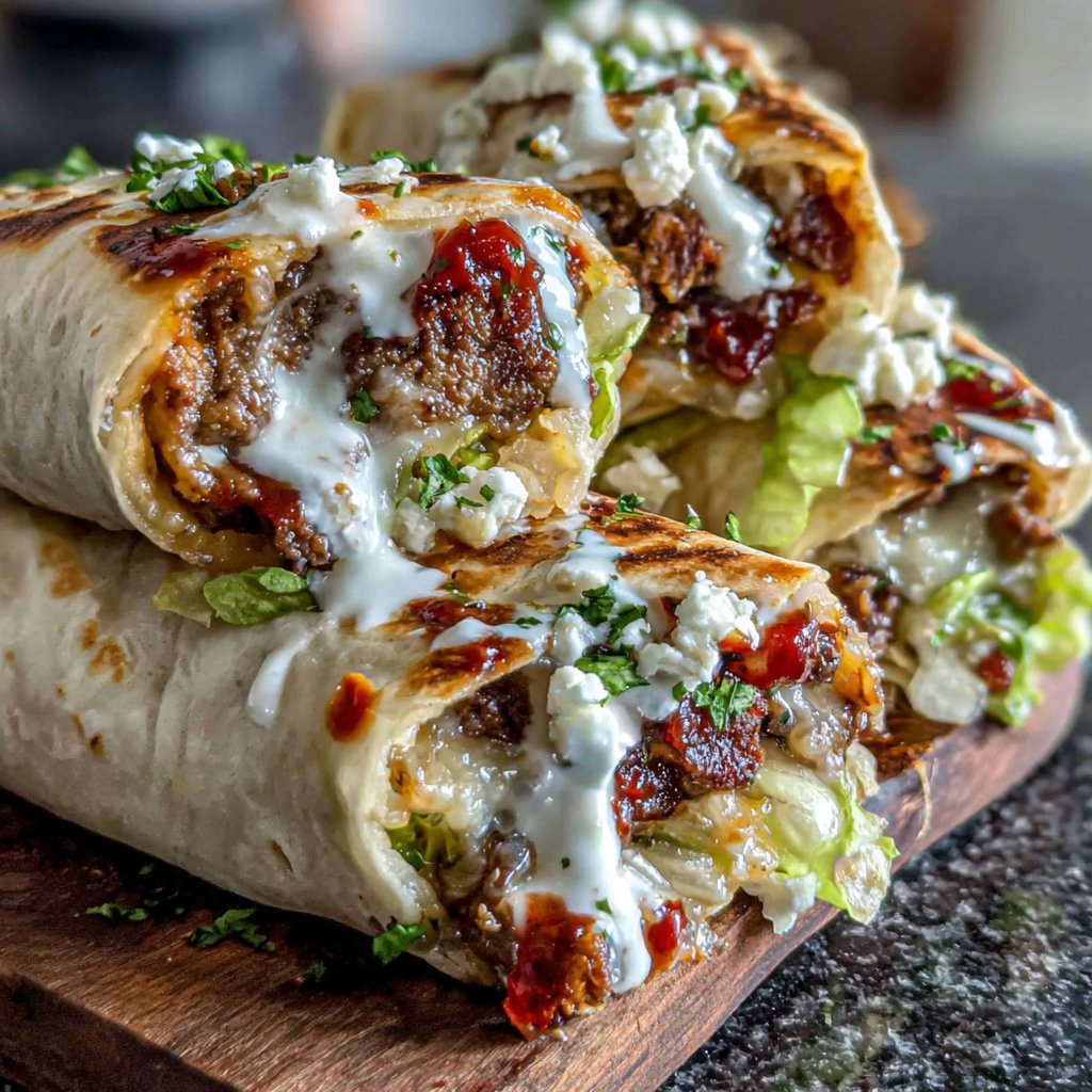 Spicy BBQ Hamburger Wraps