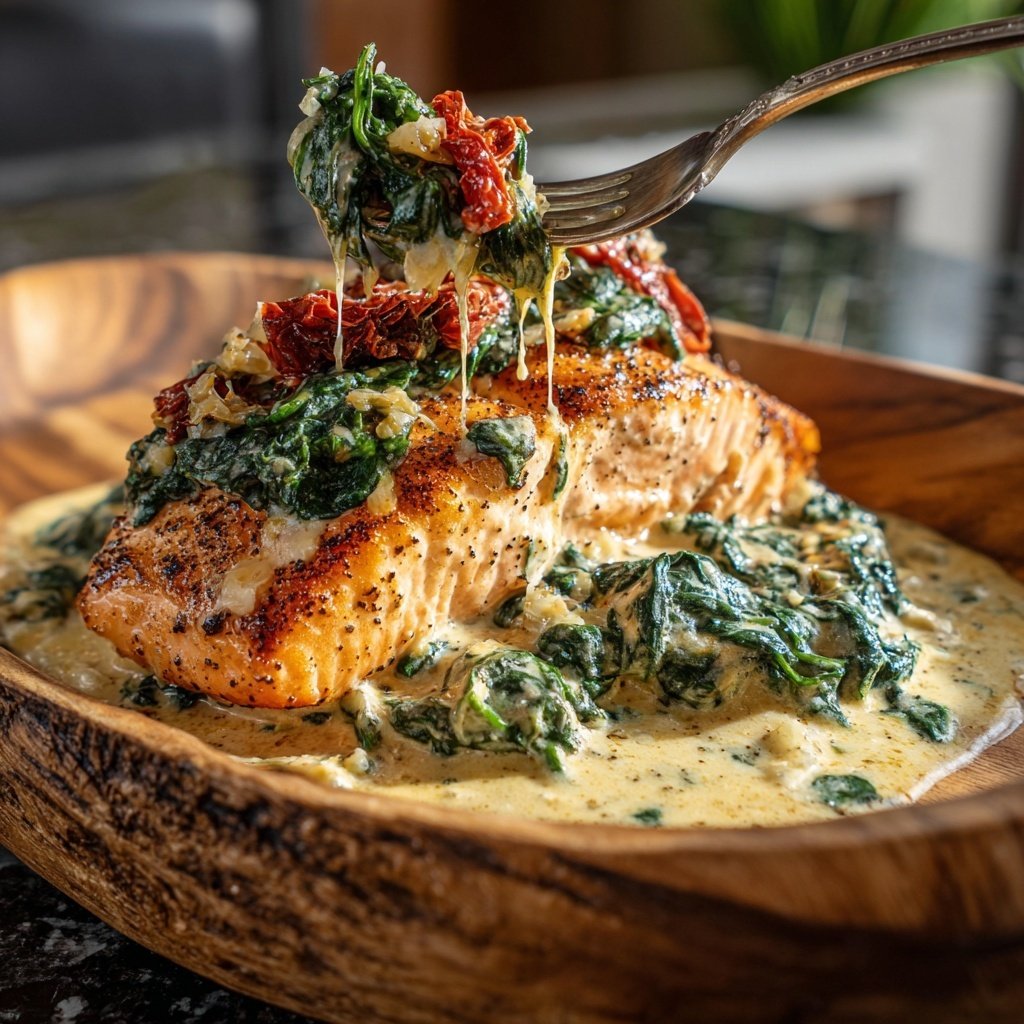 Creamy Tuscan Salmon with Spinach