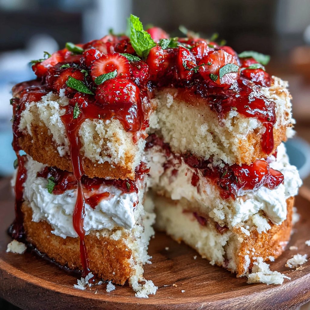 Fluffy Strawberry-Rhubarb Spring Cake