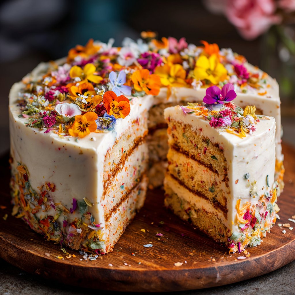 Eighteen Birthday Cake with Fresh Flowers