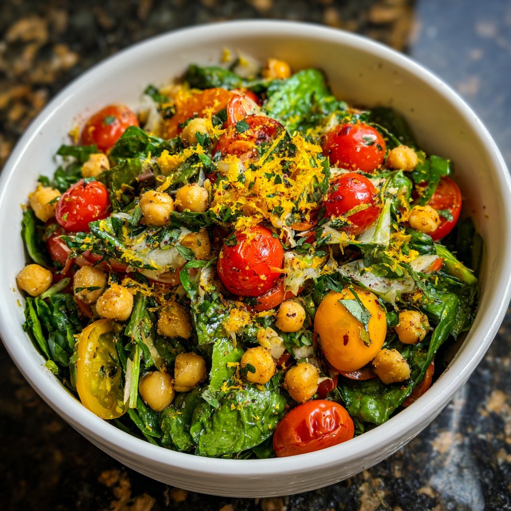 Crispy Chickpea and Spinach Salad